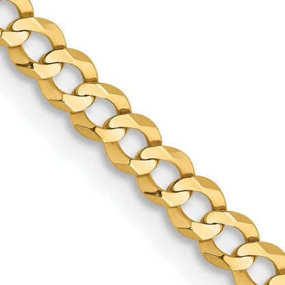 14K 22 inch 3.1mm Lightweight Flat Cuban with Lobster Clasp Chain