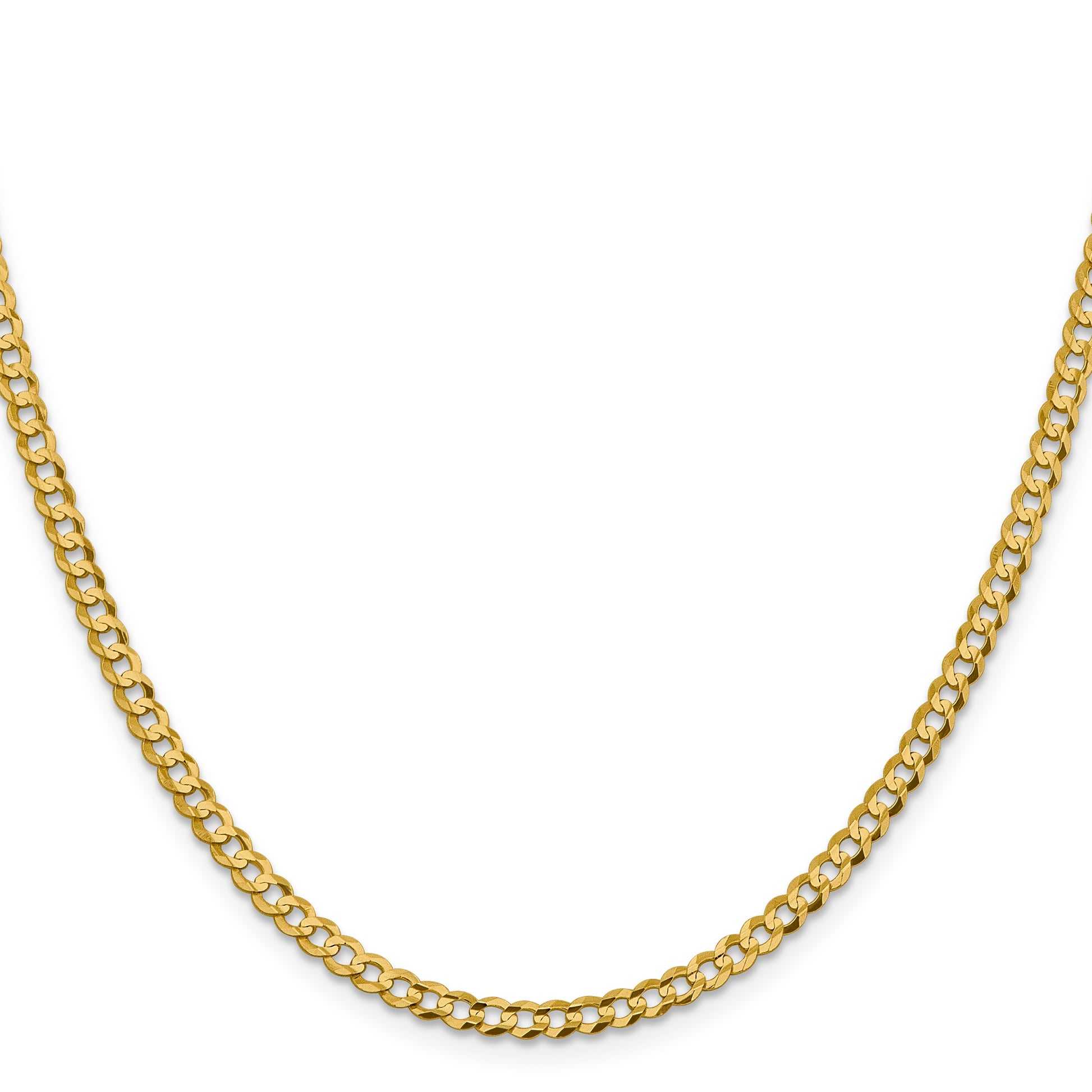14K 22 inch 3.7mm Lightweight Flat Cuban with Lobster Clasp Chain