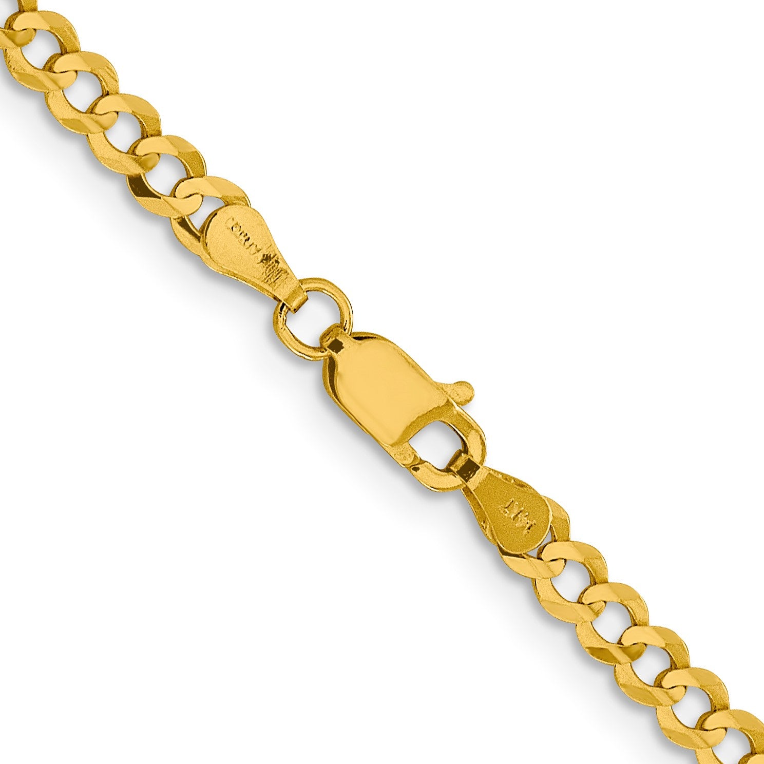 14K 22 inch 3.7mm Lightweight Flat Cuban with Lobster Clasp Chain