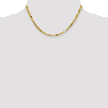14K 16 inch 3.7mm Lightweight Flat Cuban with Lobster Clasp Chain