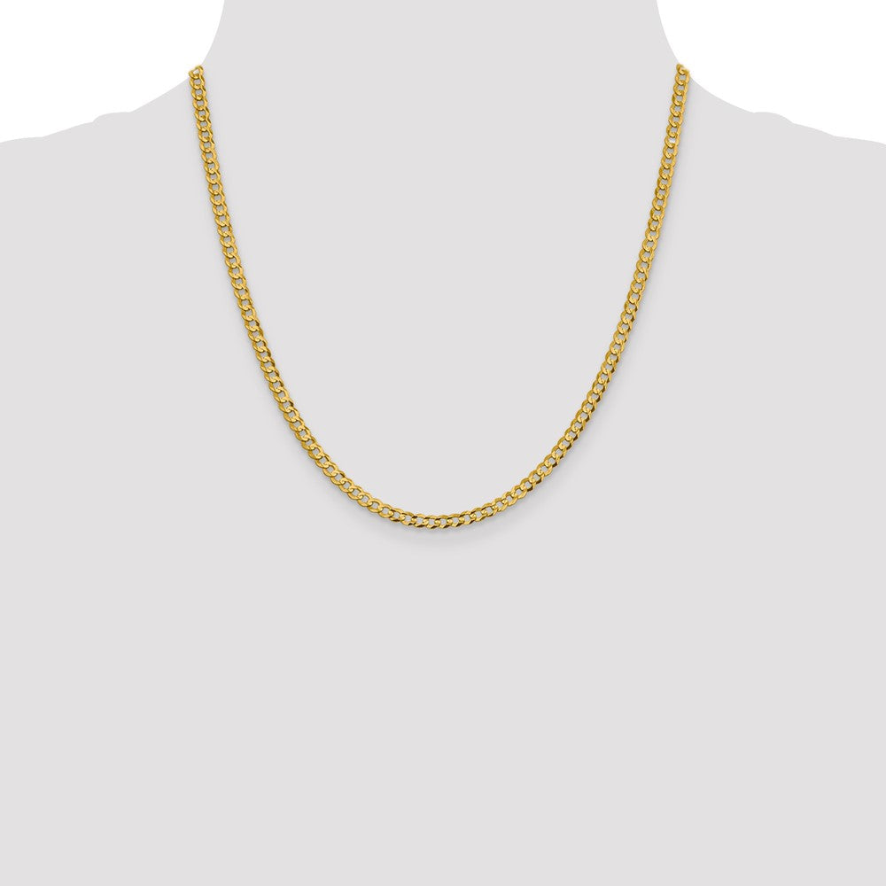 14K 20 inch 3.7mm Lightweight Flat Cuban with Lobster Clasp Chain