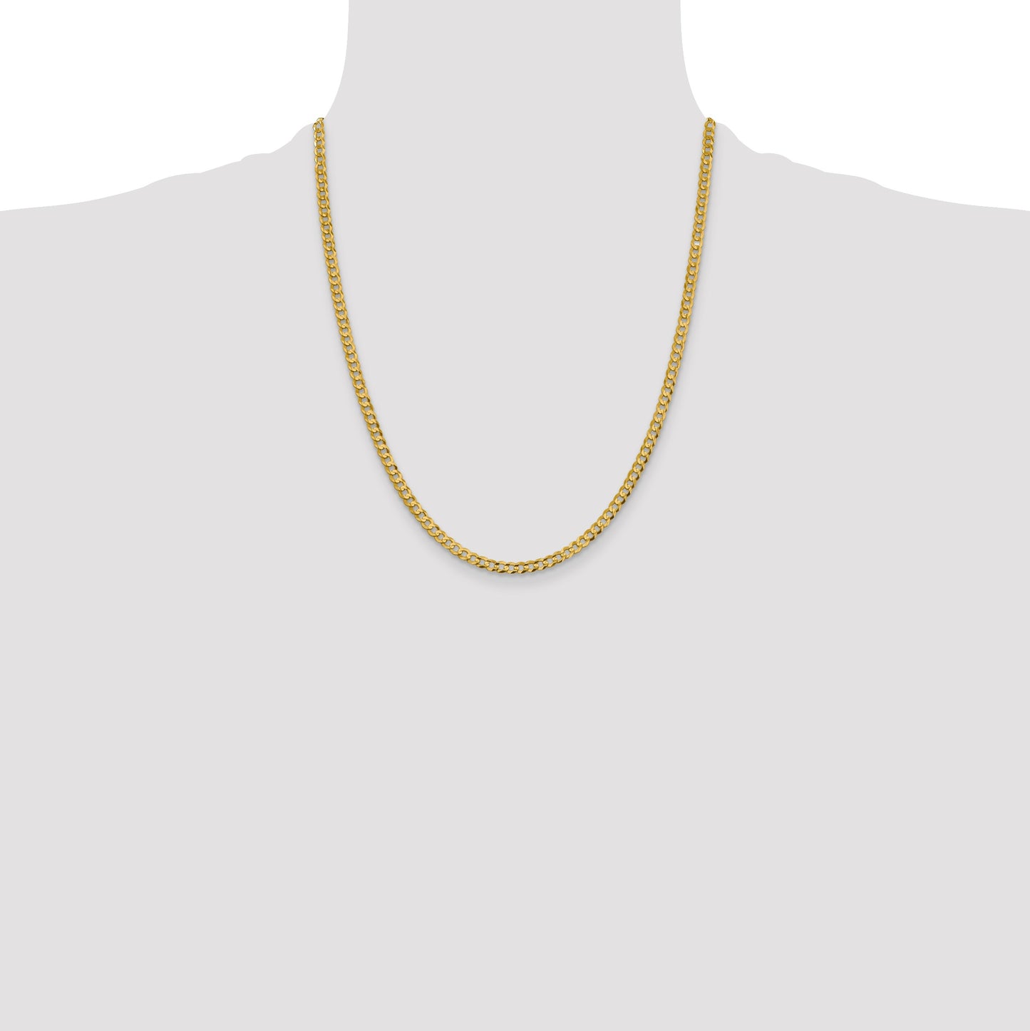 14K 22 inch 3.7mm Lightweight Flat Cuban with Lobster Clasp Chain