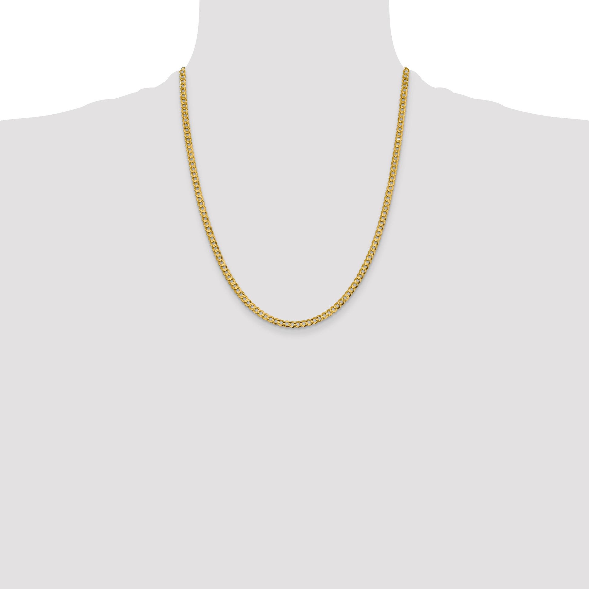 14K 22 inch 3.7mm Lightweight Flat Cuban with Lobster Clasp Chain