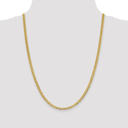 14K 24 inch 3.7mm Lightweight Flat Cuban with Lobster Clasp Chain