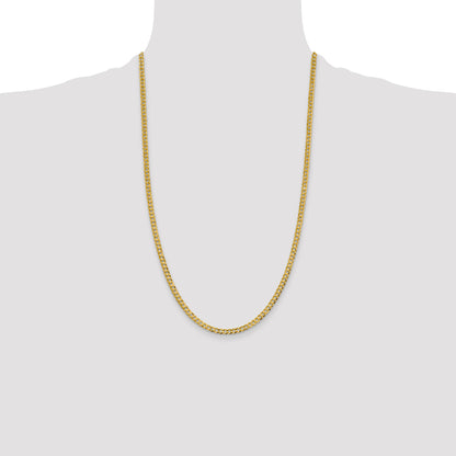 14K 26 inch 3.7mm Lightweight Flat Cuban with Lobster Clasp Chain