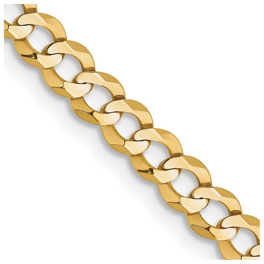 14K 18 inch 3.7mm Lightweight Flat Cuban with Lobster Clasp Chain