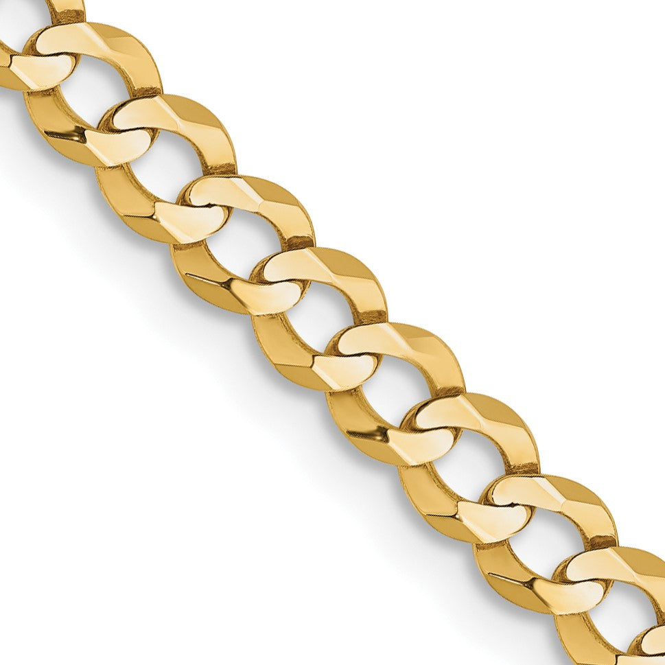 14K 24 inch 3.7mm Lightweight Flat Cuban with Lobster Clasp Chain