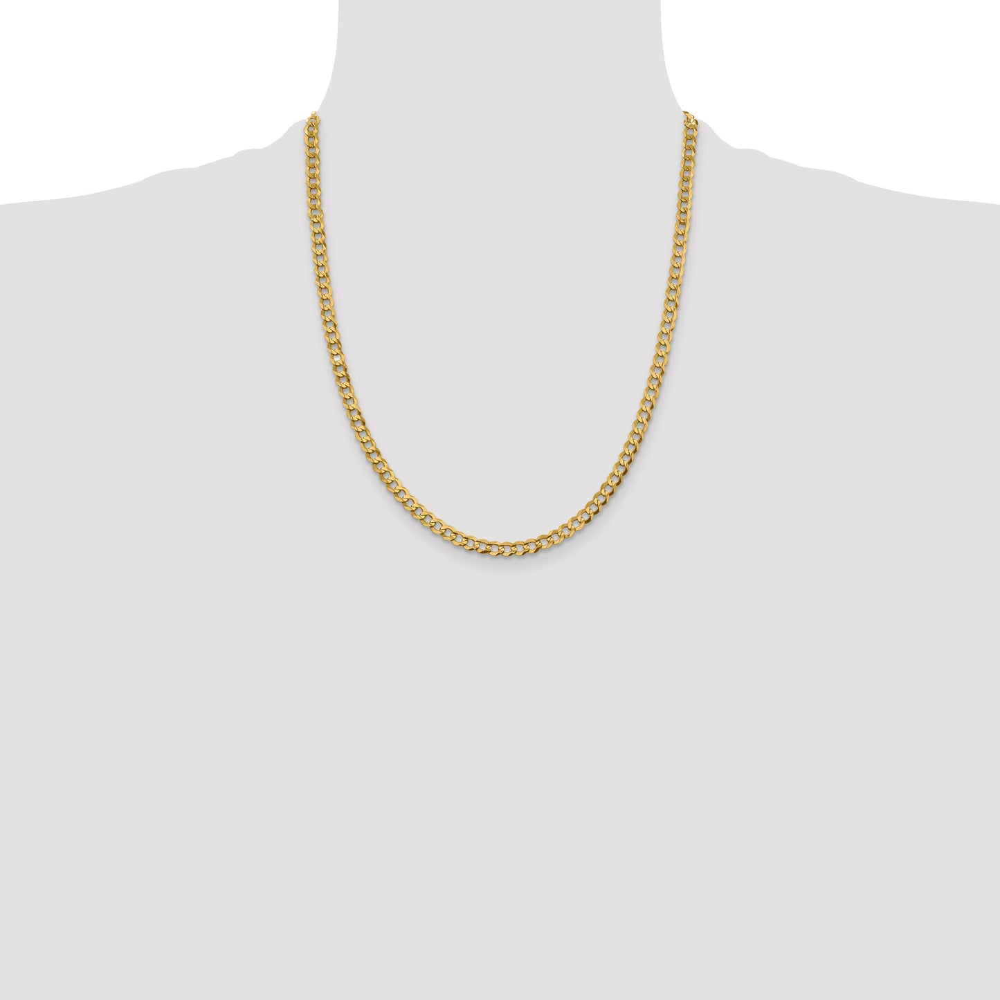 14K 22 inch 4.7mm Lightweight Flat Cuban with Lobster Clasp Chain