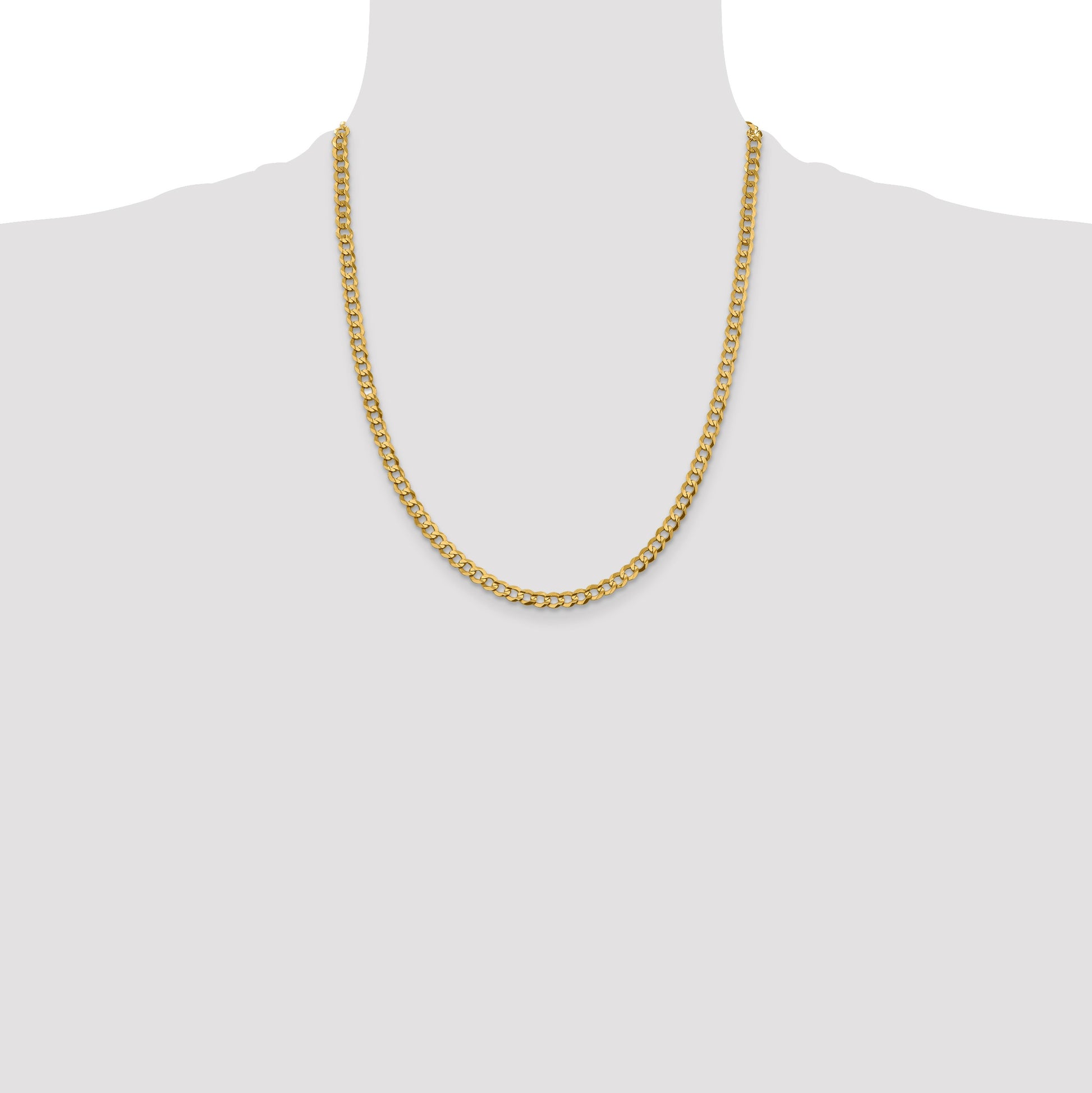 14K 22 inch 4.7mm Lightweight Flat Cuban with Lobster Clasp Chain
