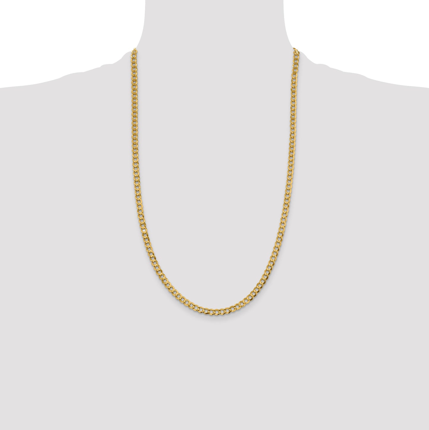14K 26 inch 4.7mm Lightweight Flat Cuban with Lobster Clasp Chain