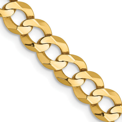 14K 18 inch 5.9mm Lightweight Flat Cuban with Lobster Clasp Chain