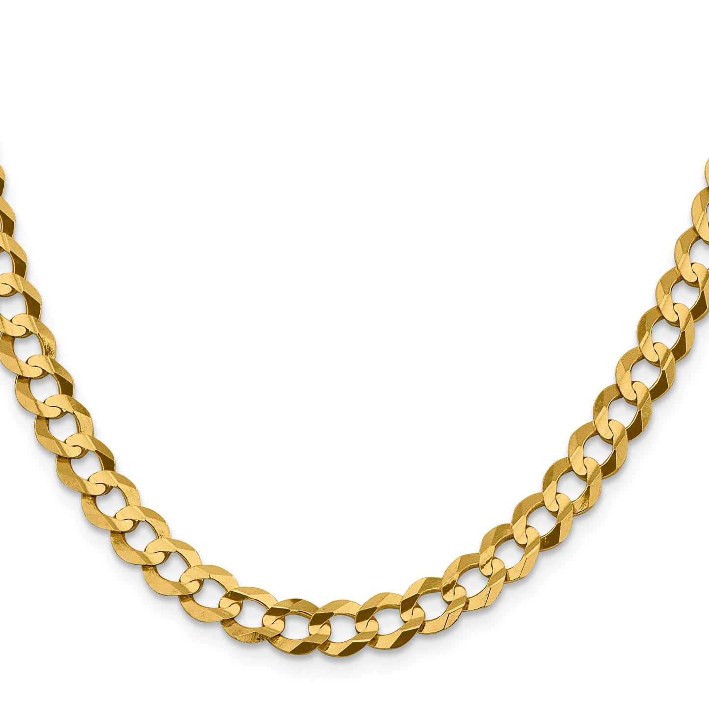 14K 20 inch 7.2mm Lightweight Flat Cuban with Lobster Clasp Chain