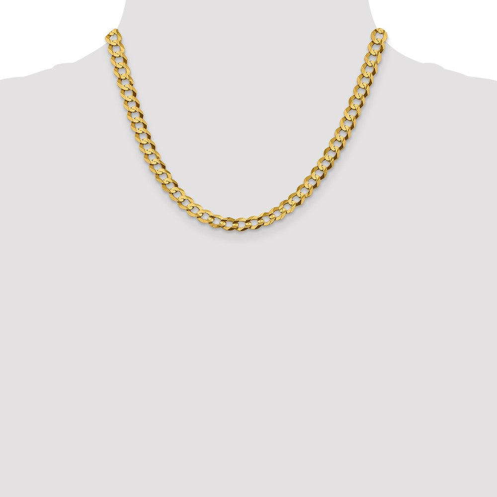 14K 18 inch 7.2mm Lightweight Flat Cuban with Lobster Clasp Chain