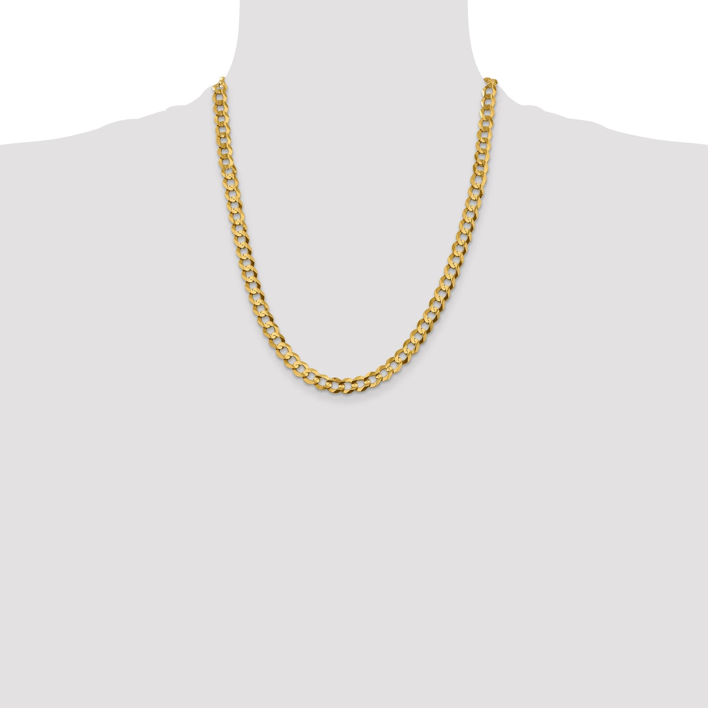 14K 22 inch 7.2mm Lightweight Flat Cuban with Lobster Clasp Chain