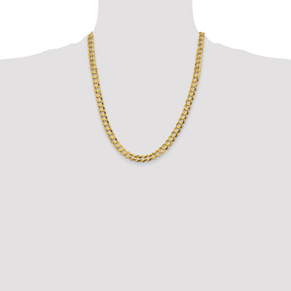 14K 22 inch 7.2mm Lightweight Flat Cuban with Lobster Clasp Chain