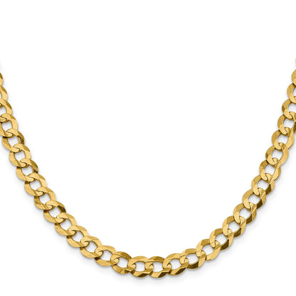 14K 26 inch 8.3mm Lightweight Flat Cuban with Lobster Clasp Chain