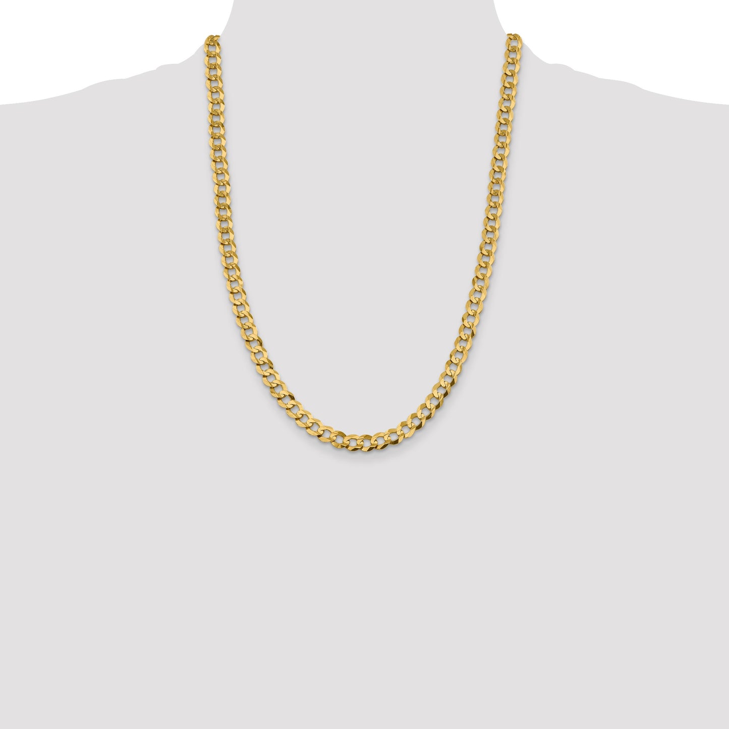 14K 24 inch 8.3mm Lightweight Flat Cuban with Lobster Clasp Chain