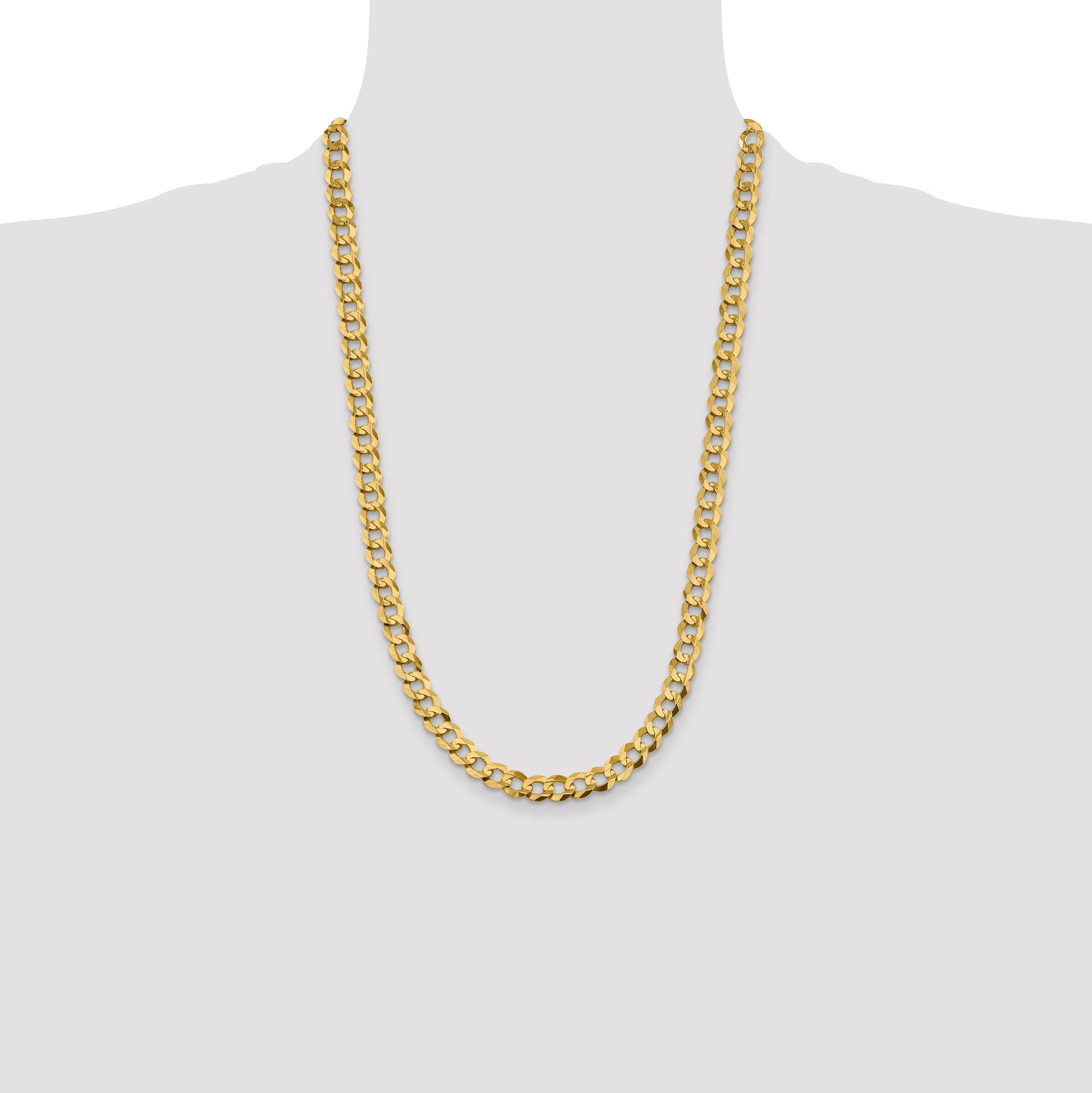 14K 26 inch 8.3mm Lightweight Flat Cuban with Lobster Clasp Chain