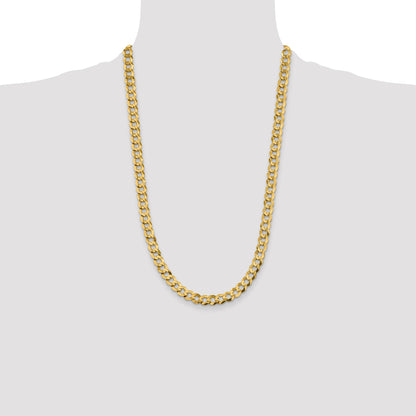 14K 26 inch 8.3mm Lightweight Flat Cuban with Lobster Clasp Chain