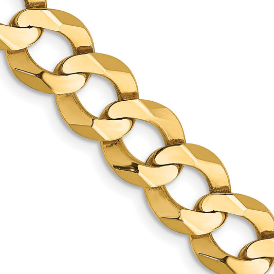 14K 24 inch 8.3mm Lightweight Flat Cuban with Lobster Clasp Chain