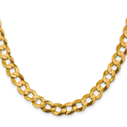 14K 24 inch 9.4mm Lightweight Flat Cuban with Lobster Clasp Chain