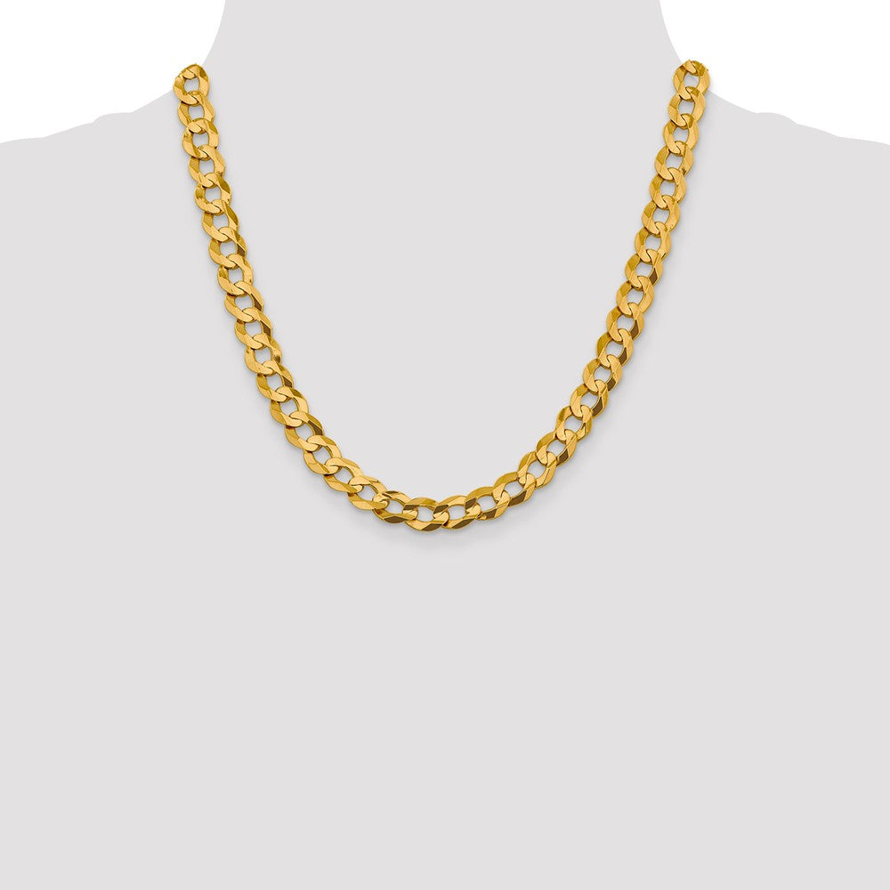 14K 20 inch 9.4mm Lightweight Flat Cuban with Lobster Clasp Chain