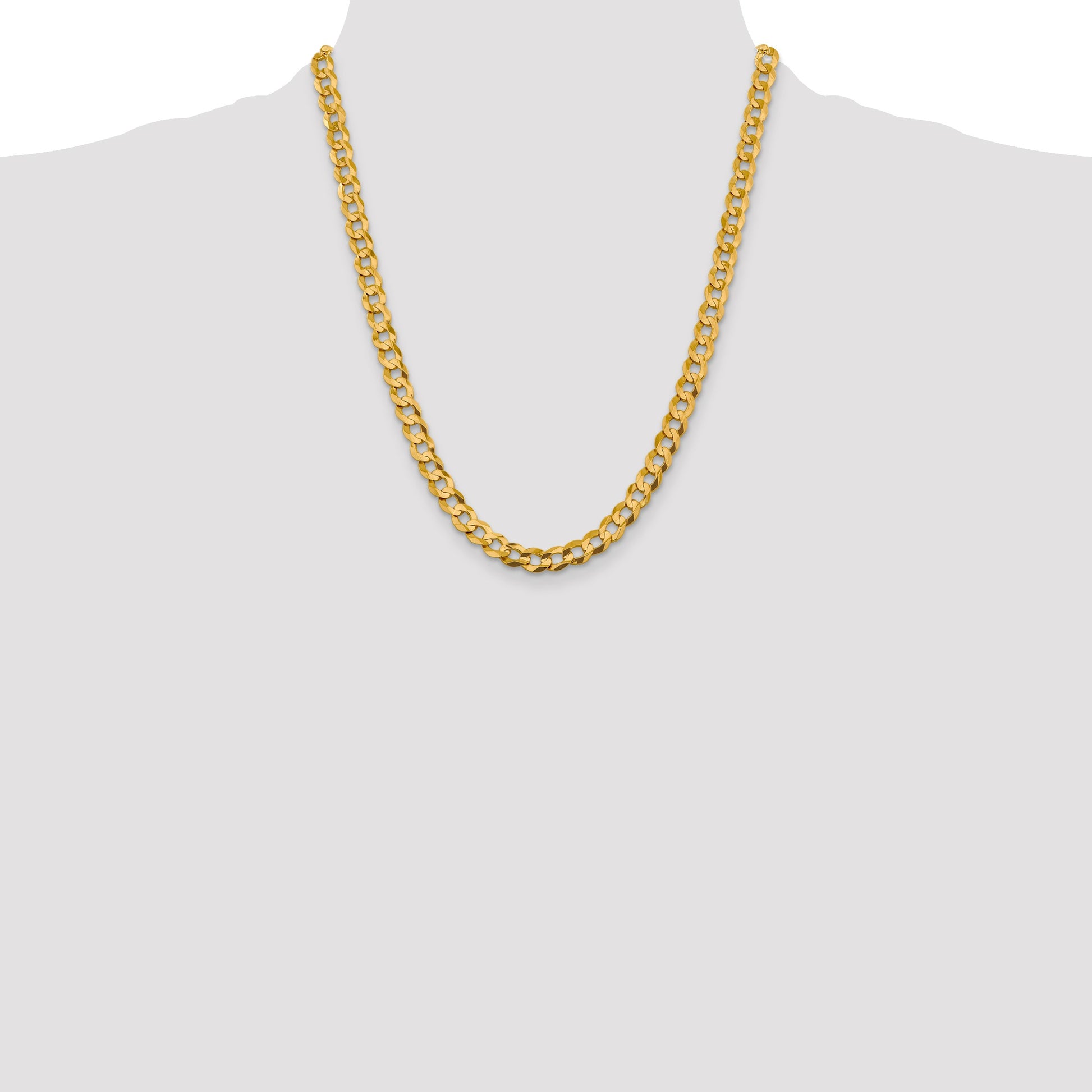 14K 22 inch 9.4mm Lightweight Flat Cuban with Lobster Clasp Chain