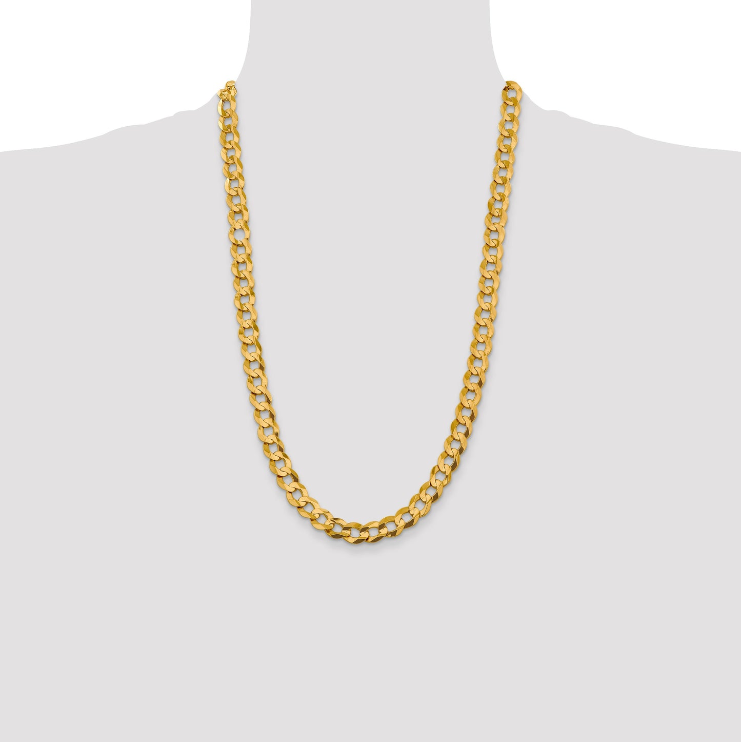 14K 26 inch 9.4mm Lightweight Flat Cuban with Lobster Clasp Chain