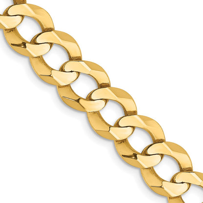 14K 20 inch 9.4mm Lightweight Flat Cuban with Lobster Clasp Chain