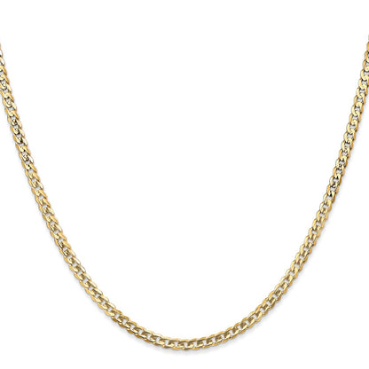 14K 18 inch 3mm Open Concave Curb with Lobster Clasp Chain