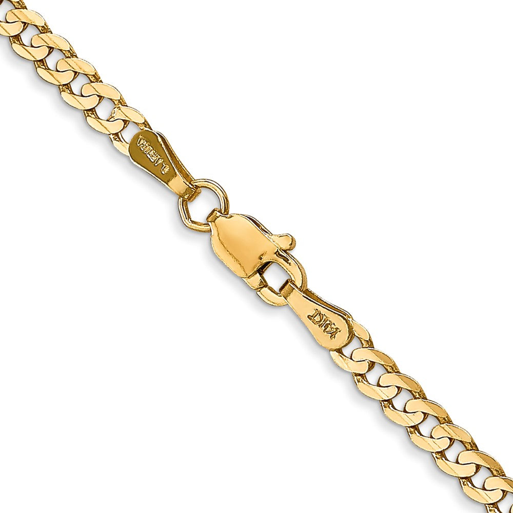 14K 18 inch 3mm Open Concave Curb with Lobster Clasp Chain