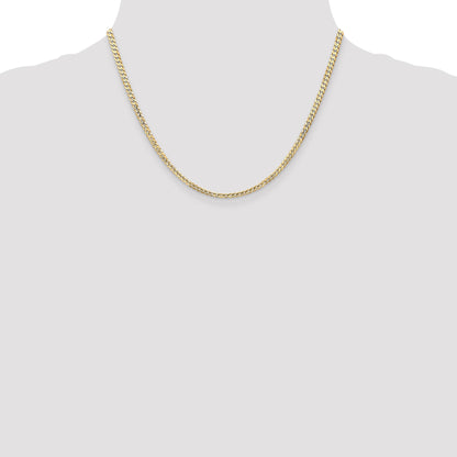 14K 18 inch 3mm Open Concave Curb with Lobster Clasp Chain