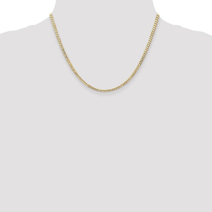 14K 18 inch 3mm Open Concave Curb with Lobster Clasp Chain