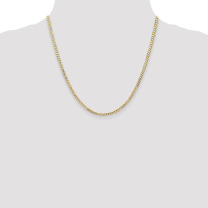 14K 20 inch 3mm Open Concave Curb with Lobster Clasp Chain