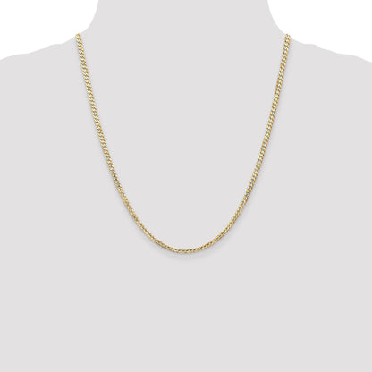 14K 22 inch 3mm Open Concave Curb with Lobster Clasp Chain