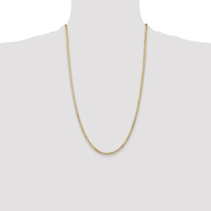 14K 26 inch 3mm Open Concave Curb with Lobster Clasp Chain