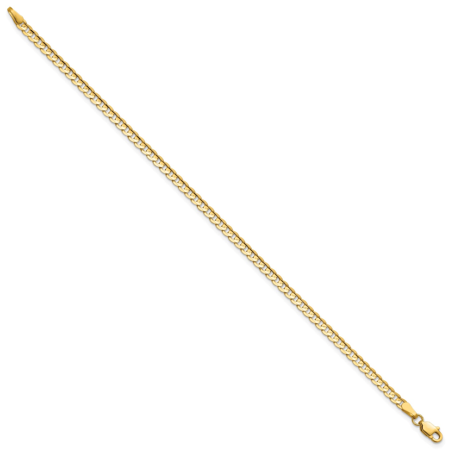 14K 8 inch 3mm Open Concave Curb with Lobster Clasp Bracelet