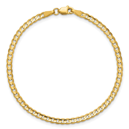 14K 8 inch 3mm Open Concave Curb with Lobster Clasp Bracelet