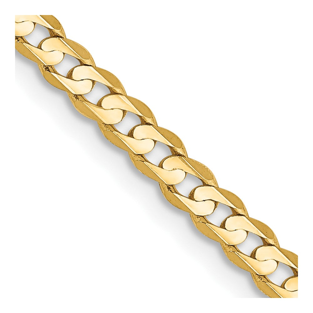 14K 16 inch 3mm Open Concave Curb with Lobster Clasp Chain