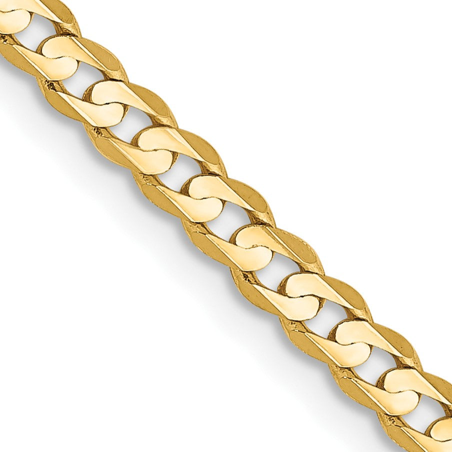 14K 20 inch 3mm Open Concave Curb with Lobster Clasp Chain