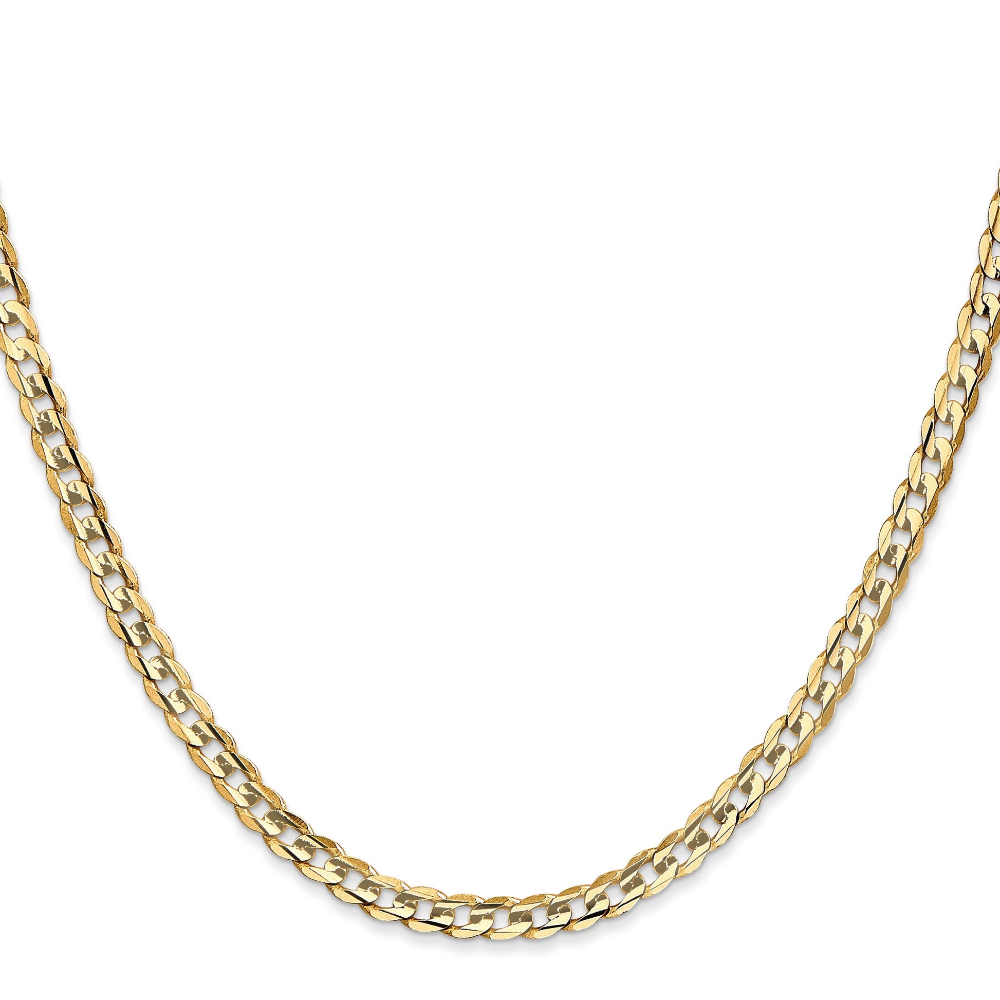 14K 18 inch 3.8mm Open Concave Curb with Lobster Clasp Chain