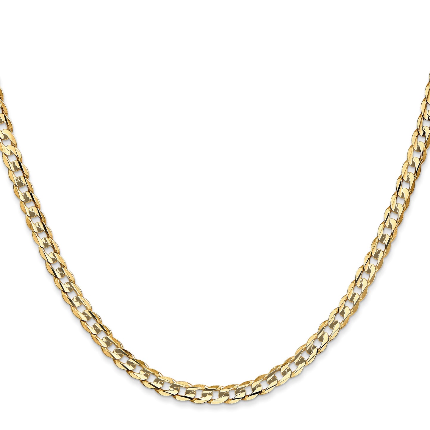 14K 26 inch 3.8mm Open Concave Curb with Lobster Clasp Chain