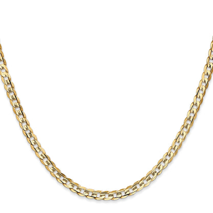 14K 26 inch 3.8mm Open Concave Curb with Lobster Clasp Chain
