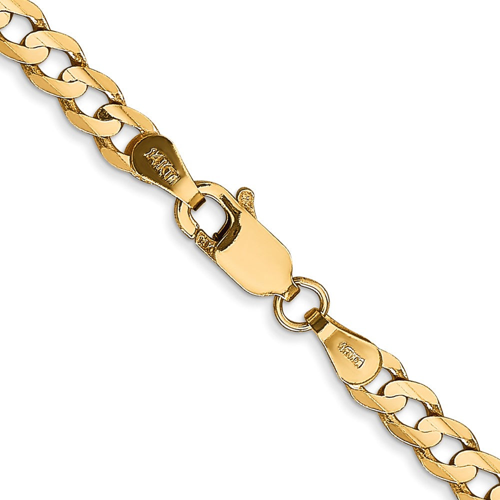 14K 16 inch 3.8mm Open Concave Curb with Lobster Clasp Chain