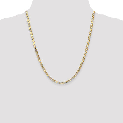 14K 22 inch 3.8mm Open Concave Curb with Lobster Clasp Chain