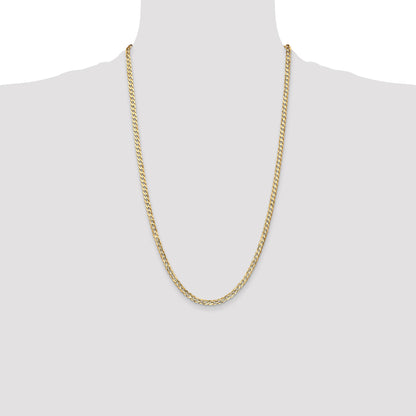 14K 26 inch 3.8mm Open Concave Curb with Lobster Clasp Chain