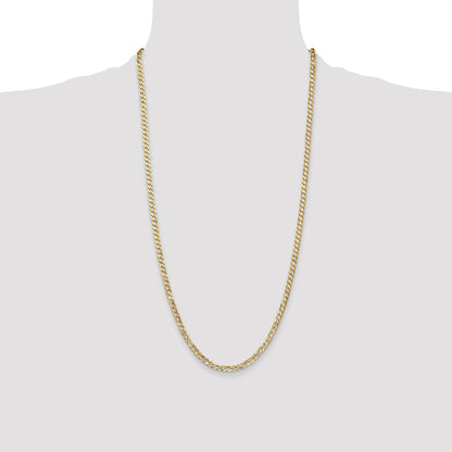 14K 28 inch 3.8mm Open Concave Curb with Lobster Clasp Chain