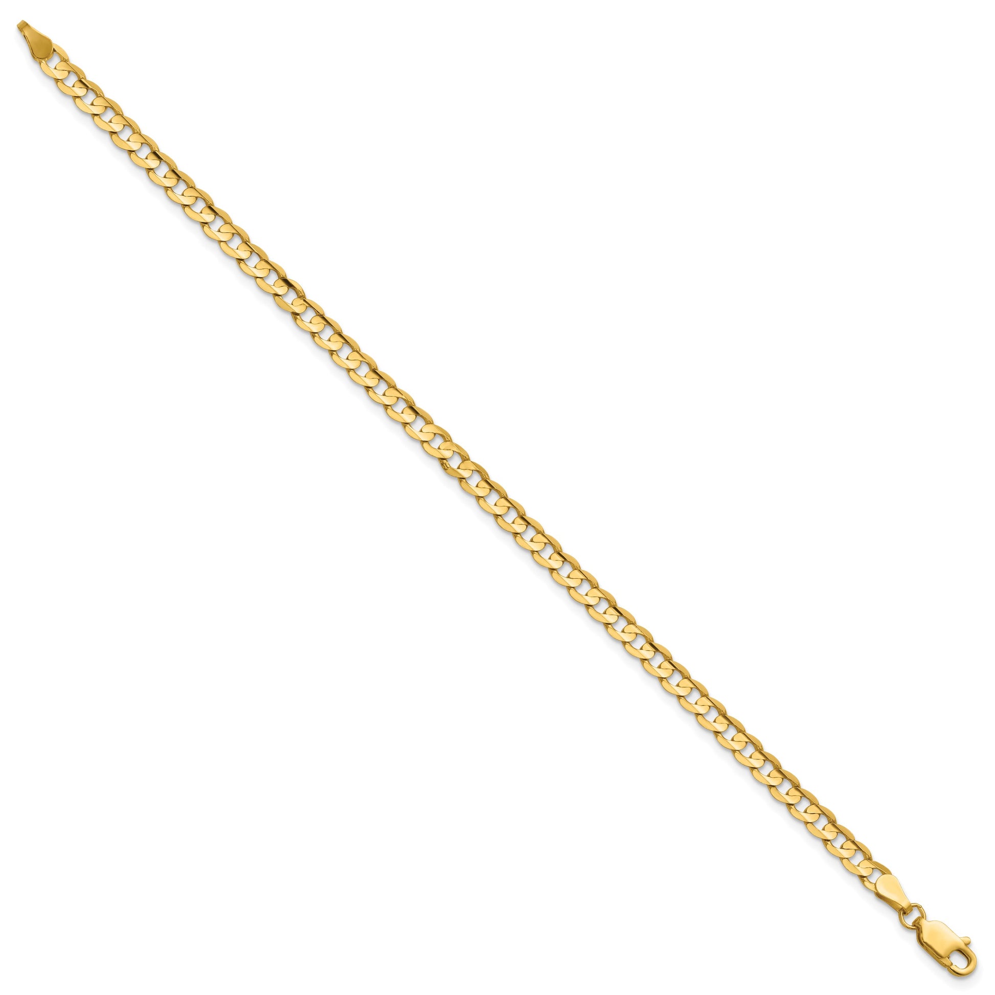 14K 7 inch 3.8mm Open Concave Curb with Lobster Clasp Bracelet