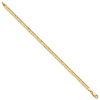 14K 7 inch 3.8mm Open Concave Curb with Lobster Clasp Bracelet
