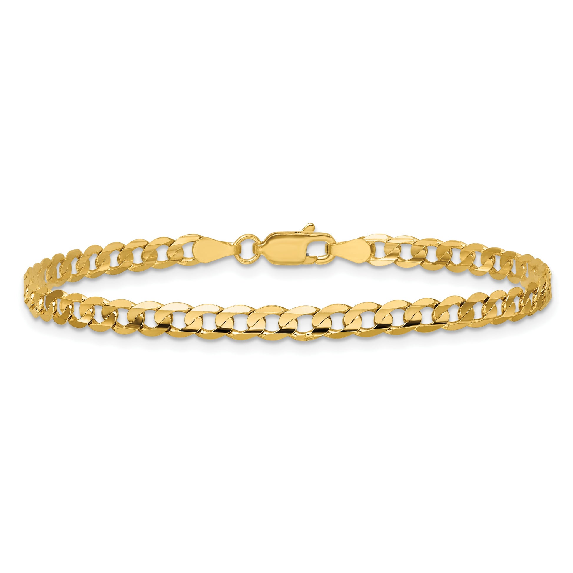 14K 7 inch 3.8mm Open Concave Curb with Lobster Clasp Bracelet